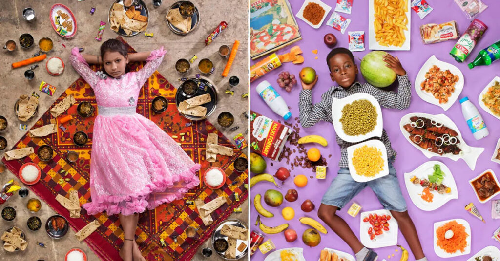 Gregg Segal is a photographer who records what kids from all over the world eat for a week.